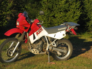 Image of Kawasaki KLR 650 with BRE rear rack.